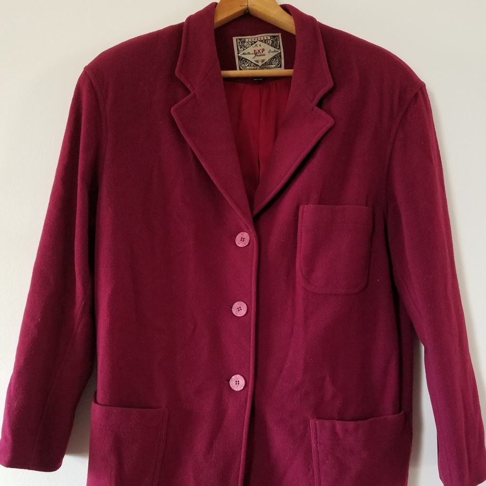 Express Cashmere Blend Red 3 Button Blazer Medium